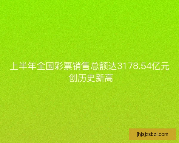 上半年全国彩票销售总额达3178.54亿元 创历史新高